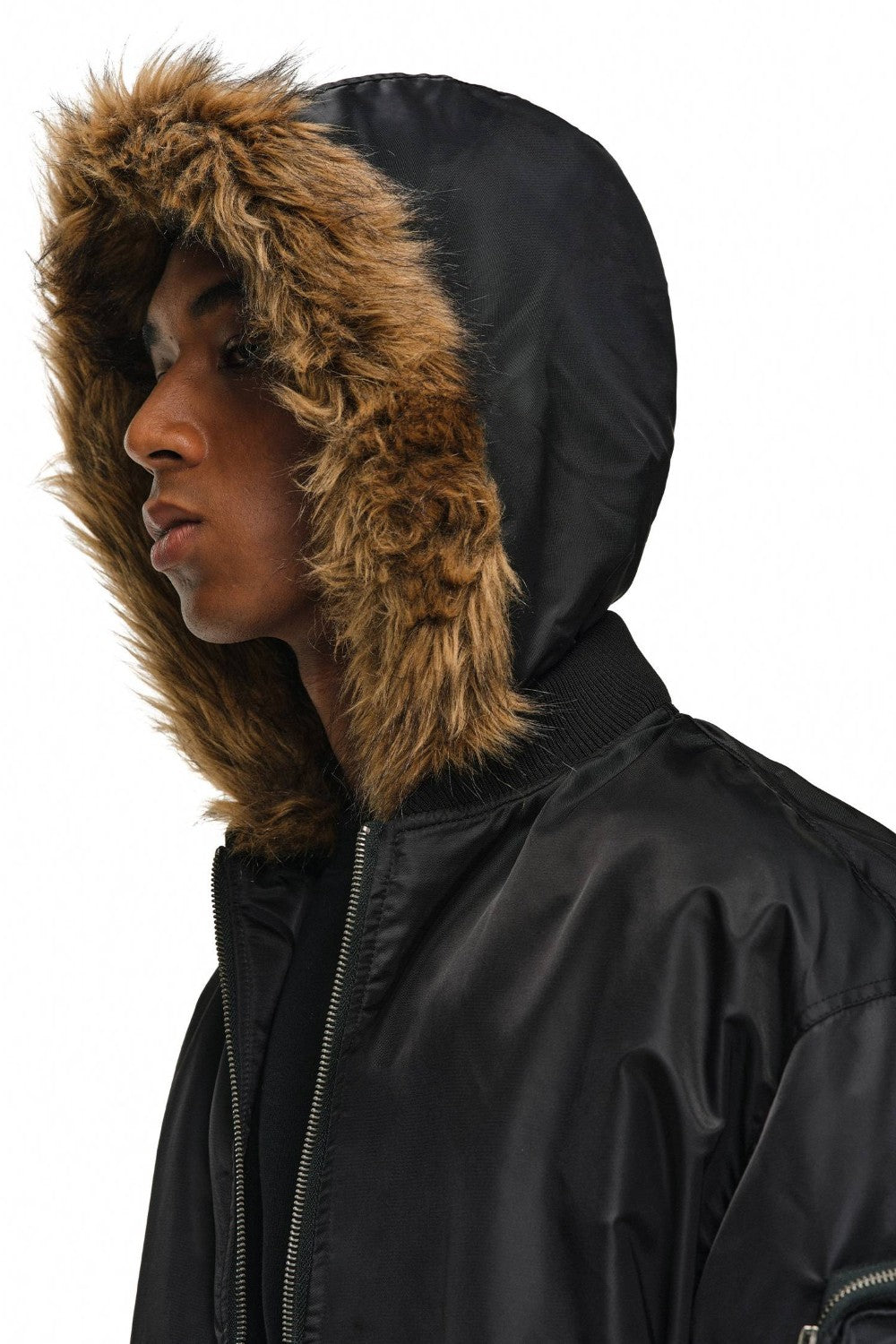 Fur Hooded Bomber Jacket