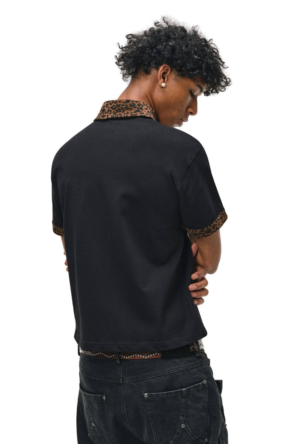 Leopard Trim Polo Tee