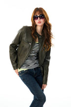 Vintage Olive Moto Jacket