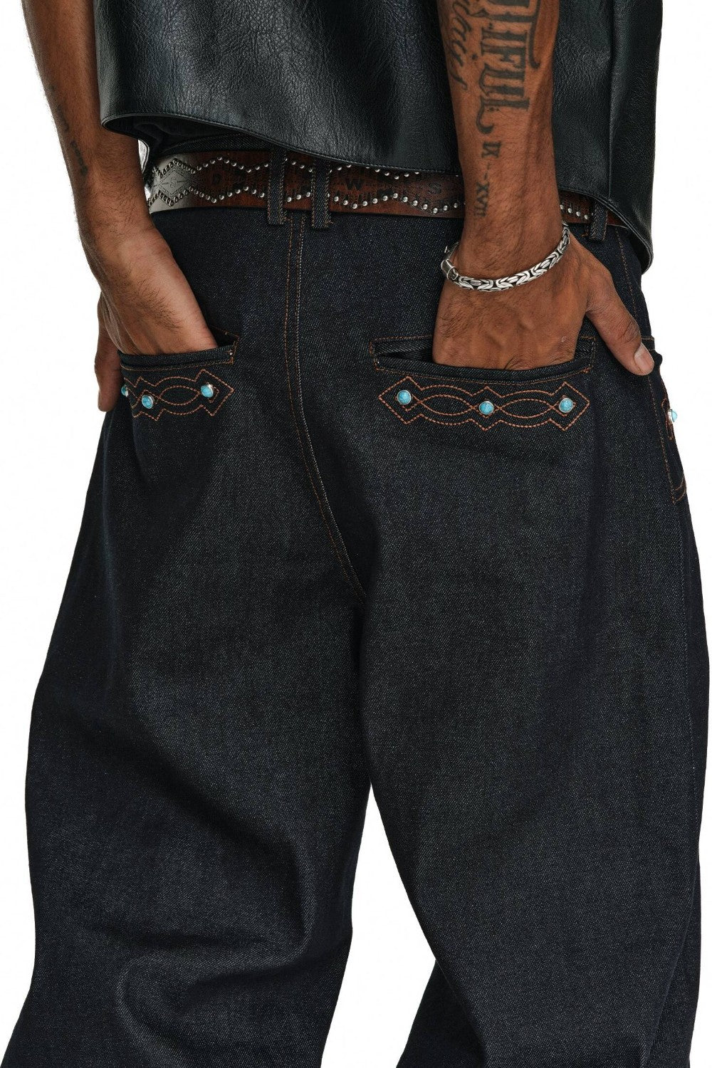Western Embroidered Indigo Jeans