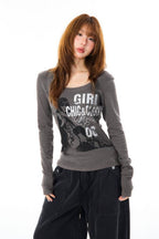 Darling Graphic Scoop Top