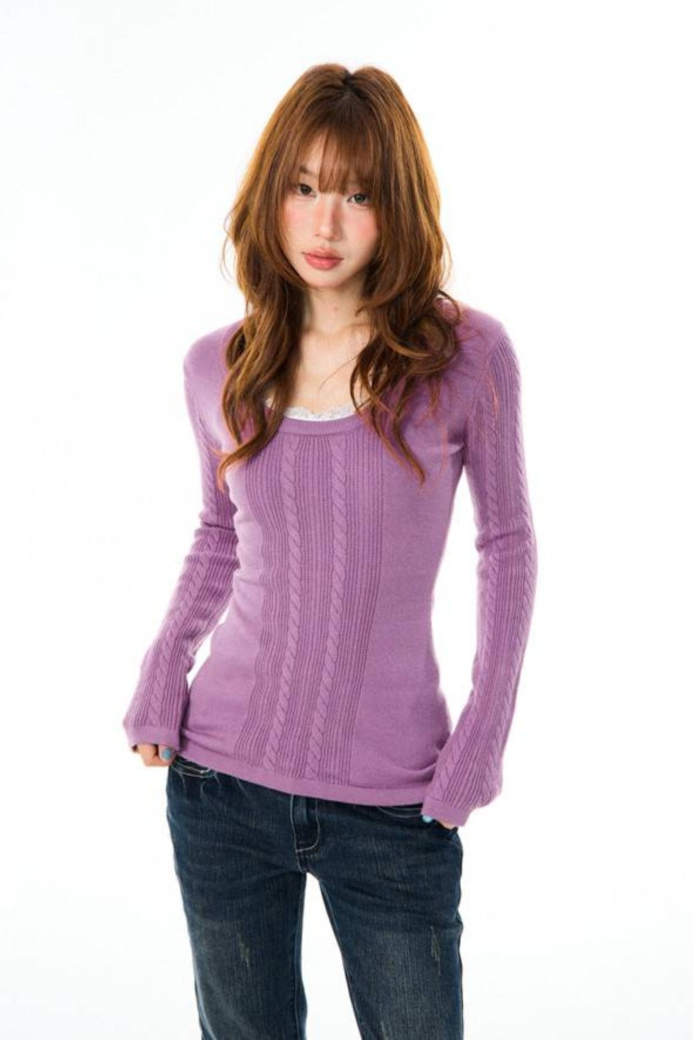 Amethyst Cable Knit Top