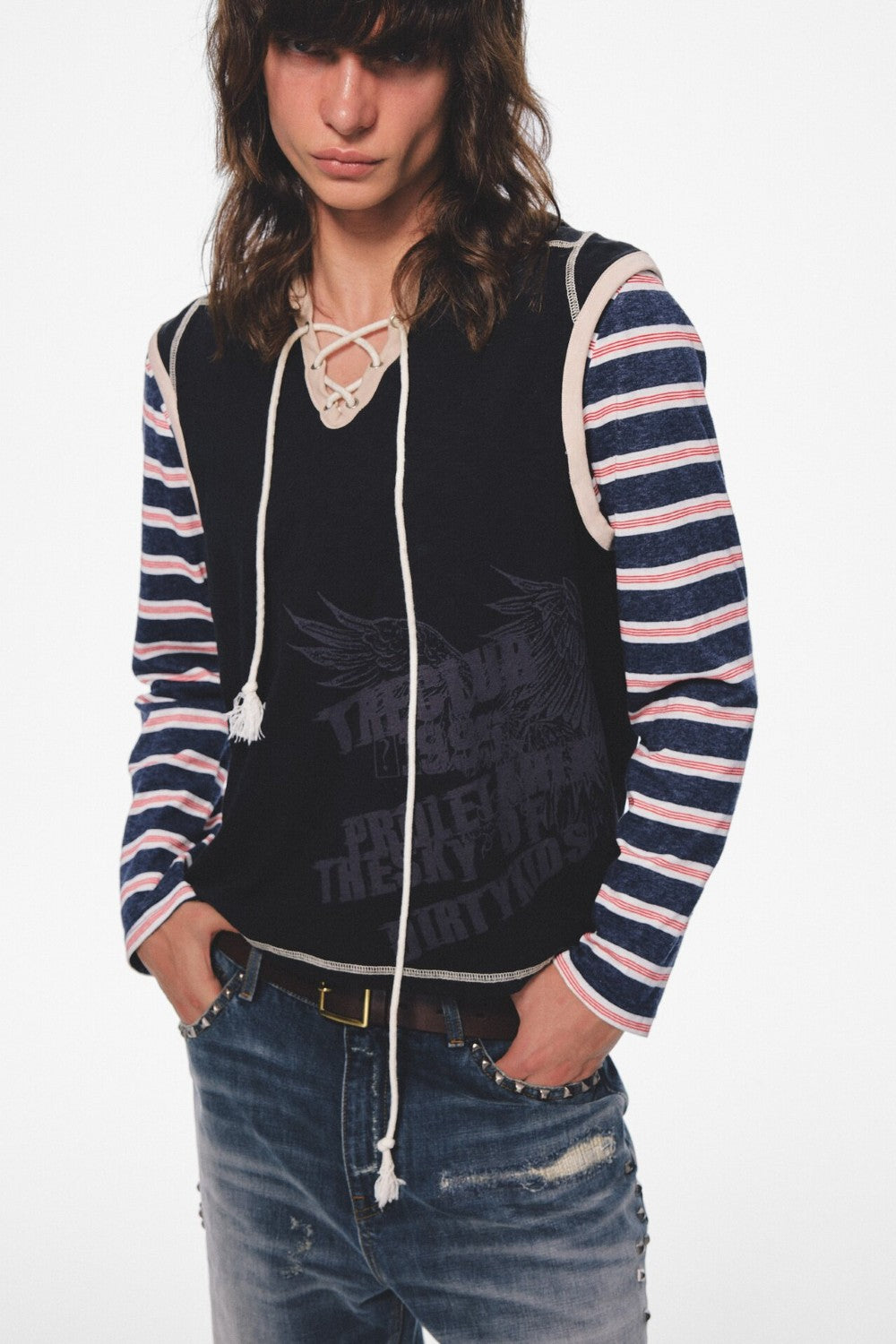 Nightfall Layered Lace-Up Hoodie