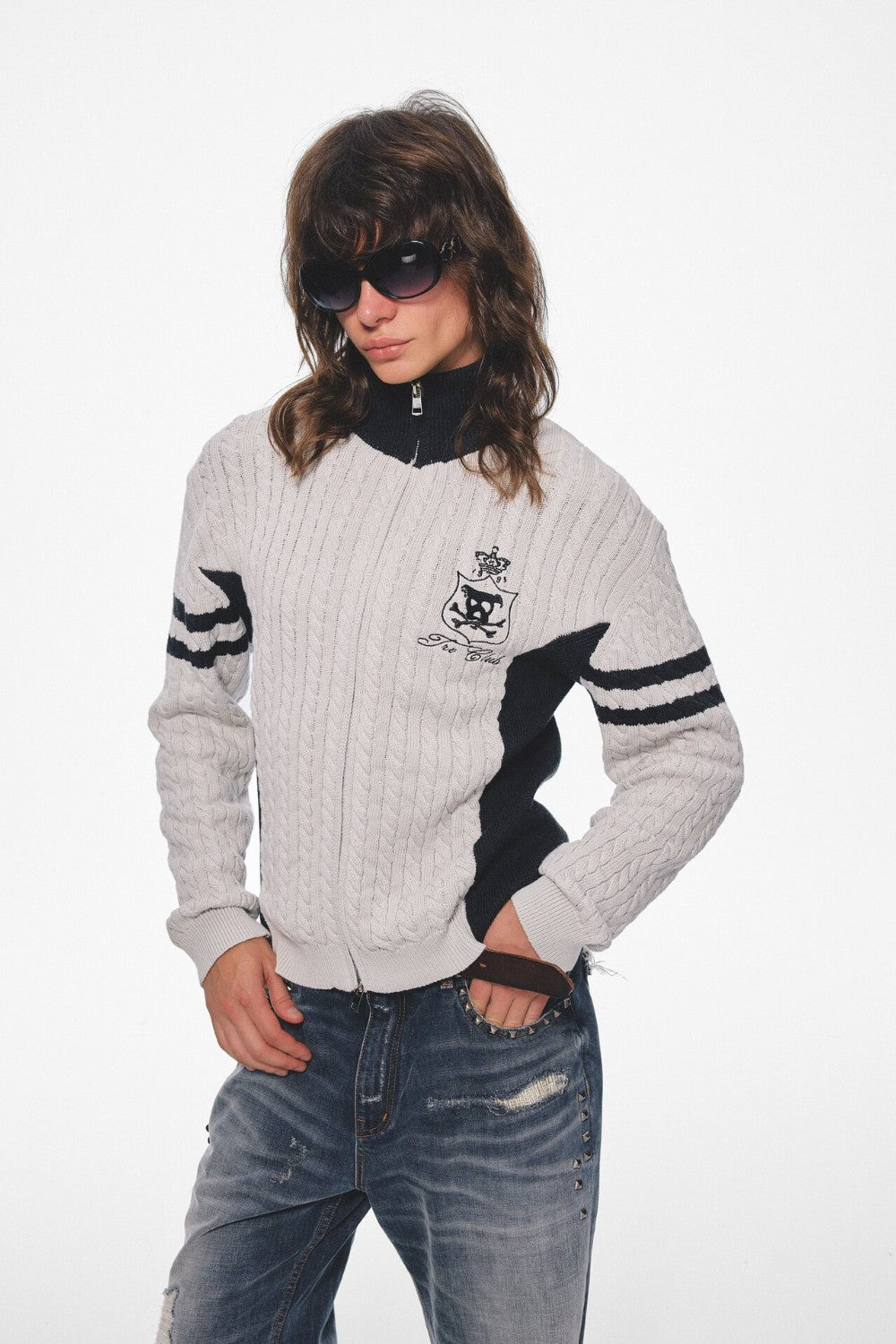 Ivory Crest Cable Cardigan