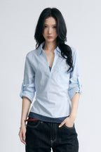 Coastal Blue Cinched Blouse