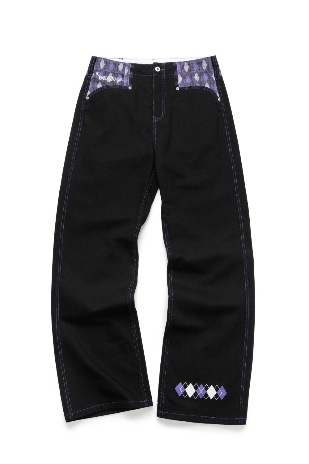 Purple Diamond Grid Jeans
