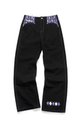 Purple Diamond Grid Jeans