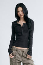 Washed Midnight Henley Top