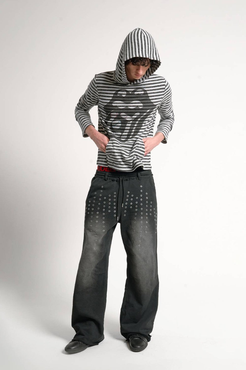 Faded Studded Baggy Sweatpants