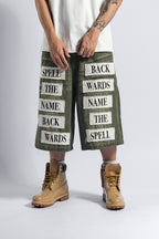 Olive Script Denim Jorts