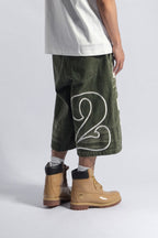 Olive Script Denim Jorts