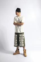 Olive Script Denim Jorts