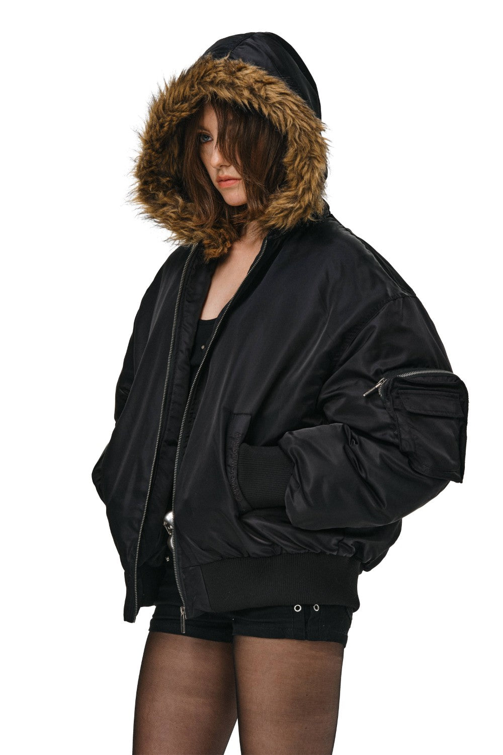Fur Hooded Bomber Jacket