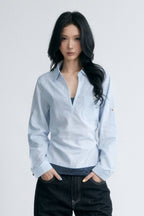 Coastal Blue Cinched Blouse