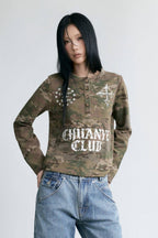 Camo Waffle Henley Top