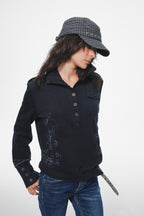 Shadow Crest Button Sweatshirt