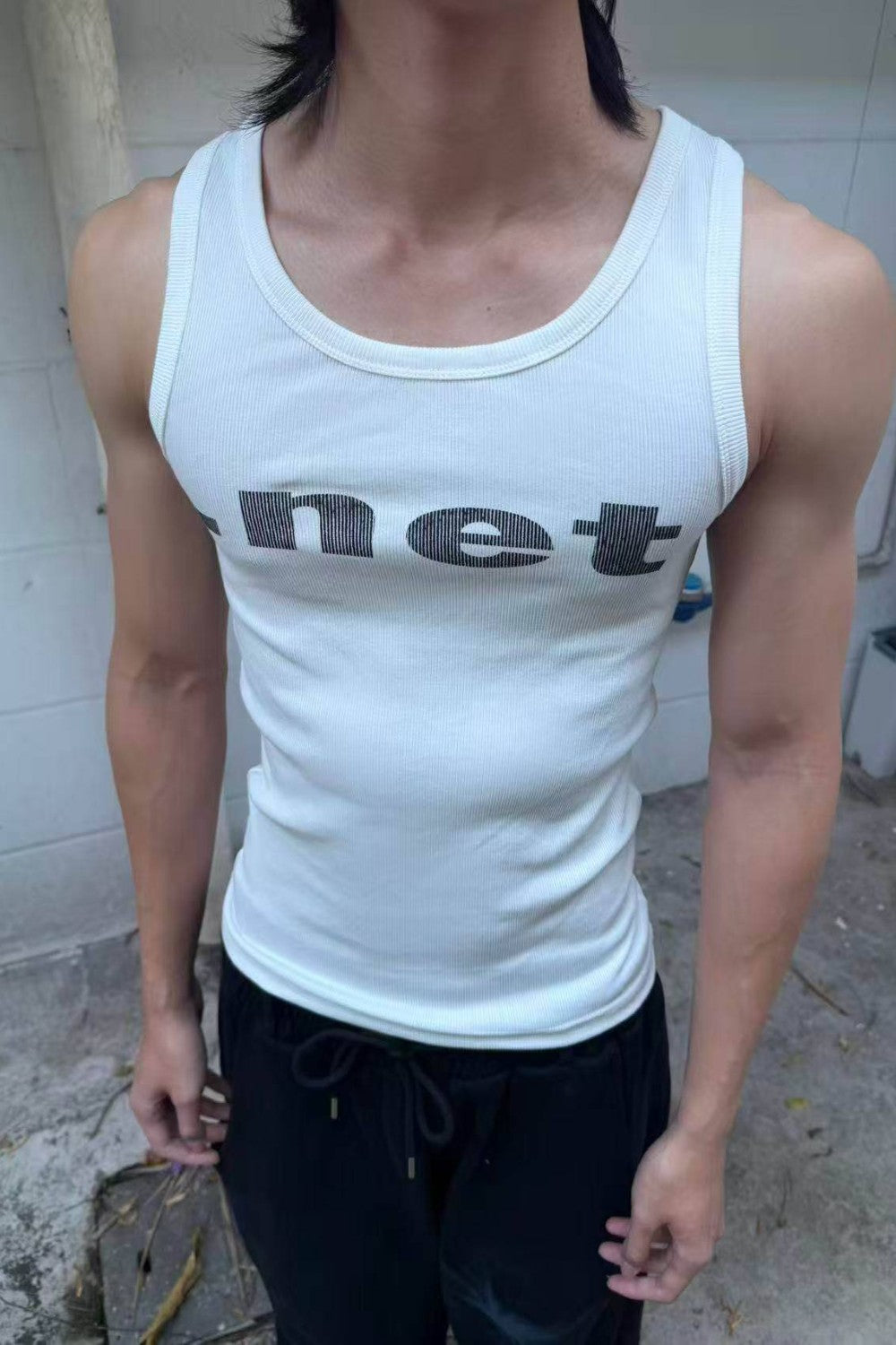 Net Ribbed Tank Top