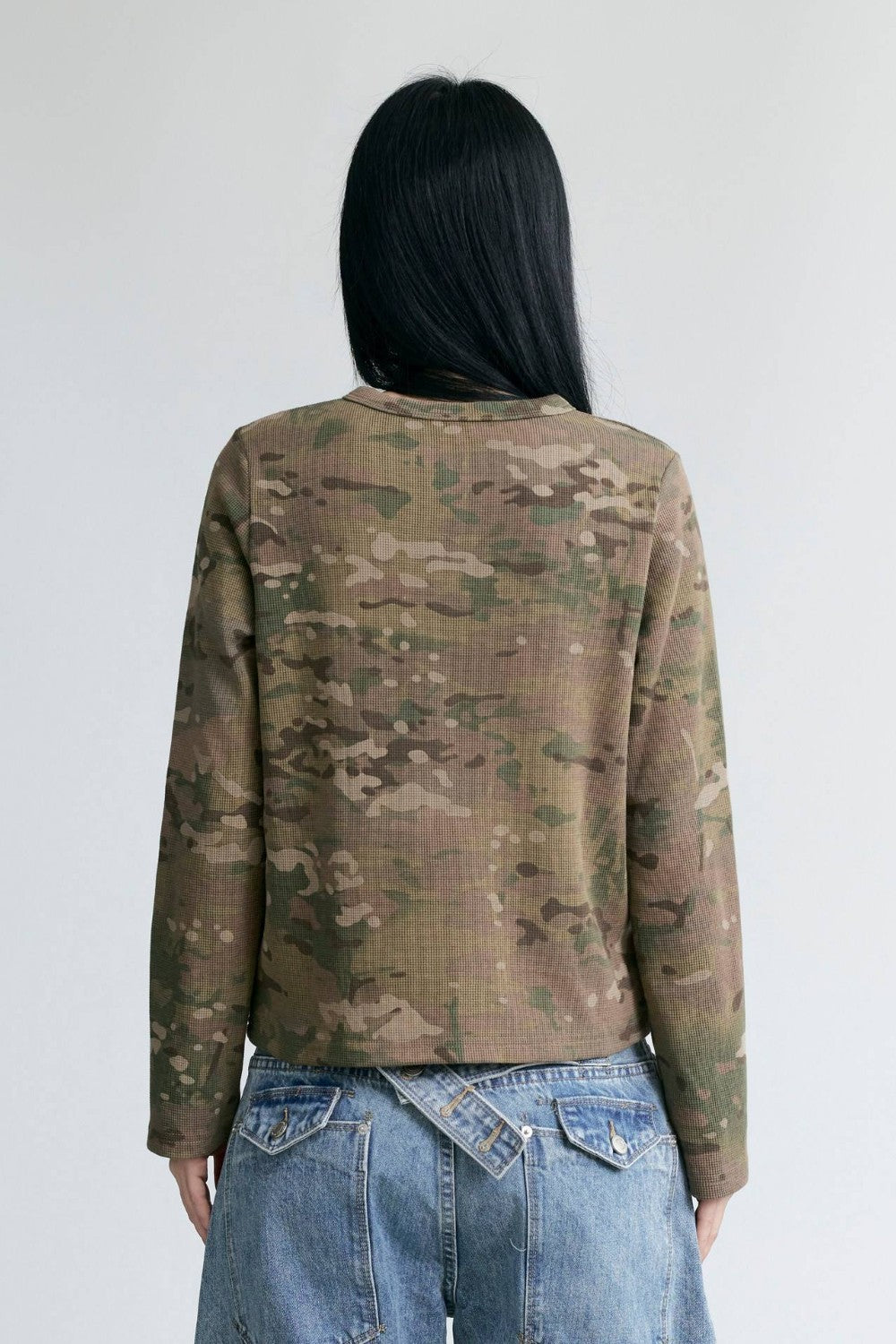 Camo Waffle Henley Top