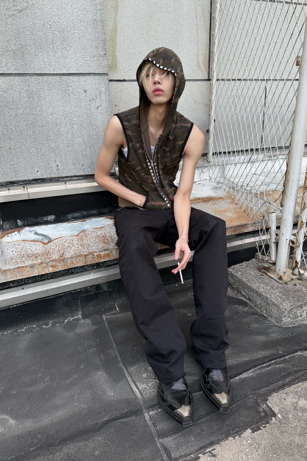 Camo Stud Hooded Vest