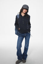 Shadow Crest Button Sweatshirt