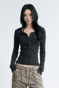 Washed Midnight Henley Top