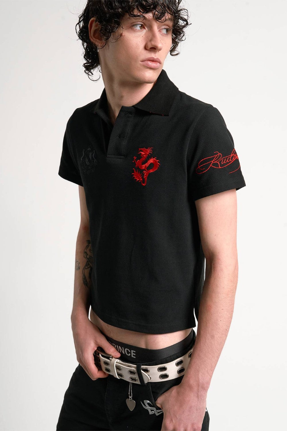 Embroidered Dragon Patch Polo