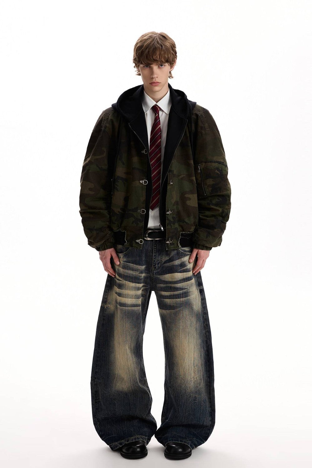 Camo Buckled Bomber Jacket