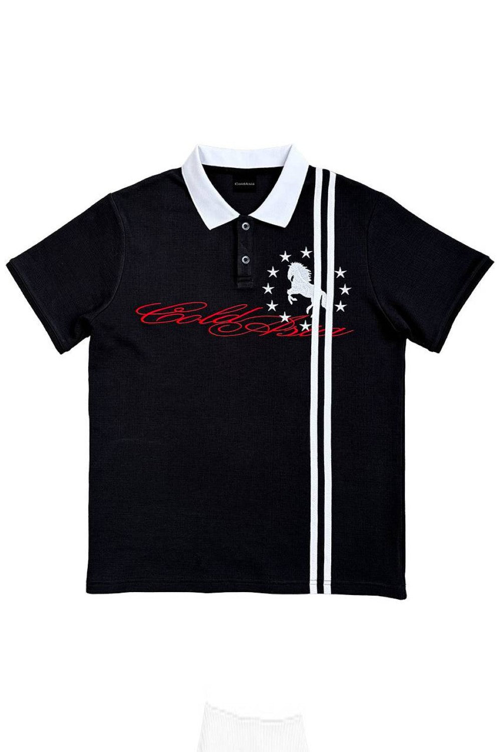 Black Victory Stripe Polo