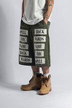 Olive Script Denim Jorts