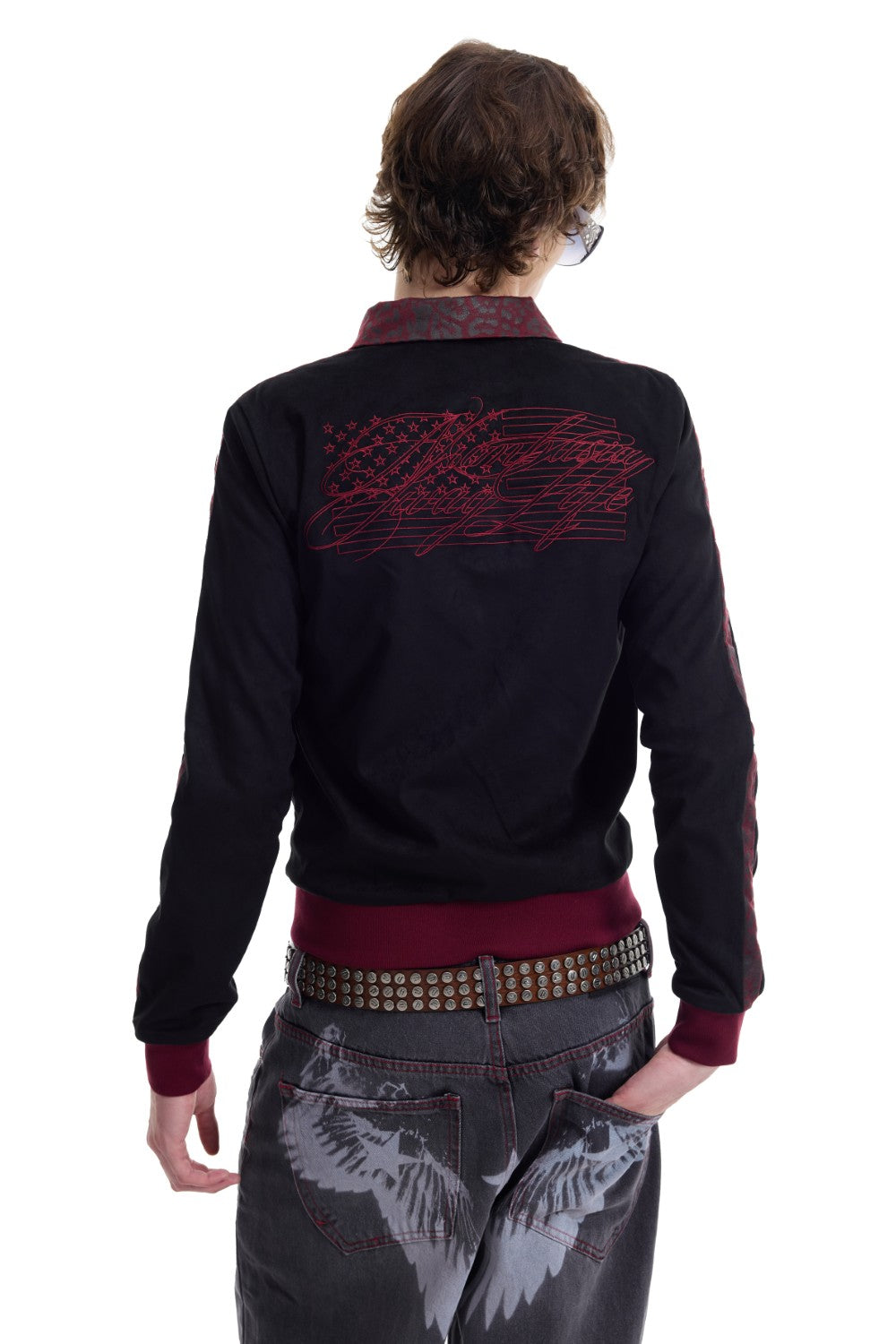 Embroidered Panther Suede Jacket