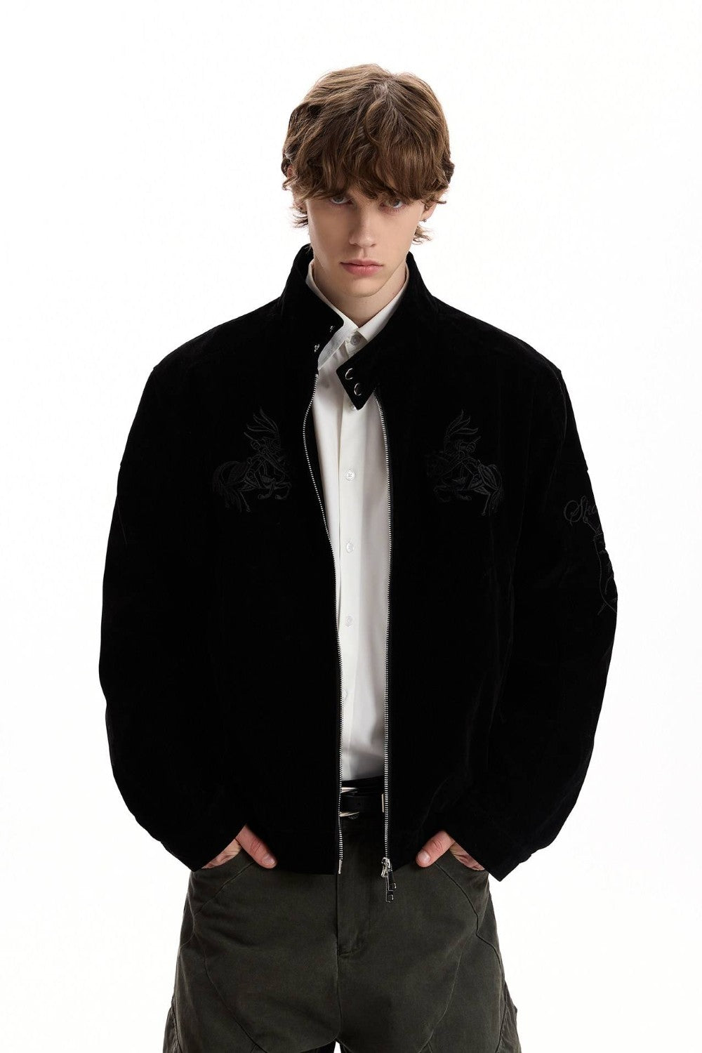 Dragon Embroidered Suede Jacket