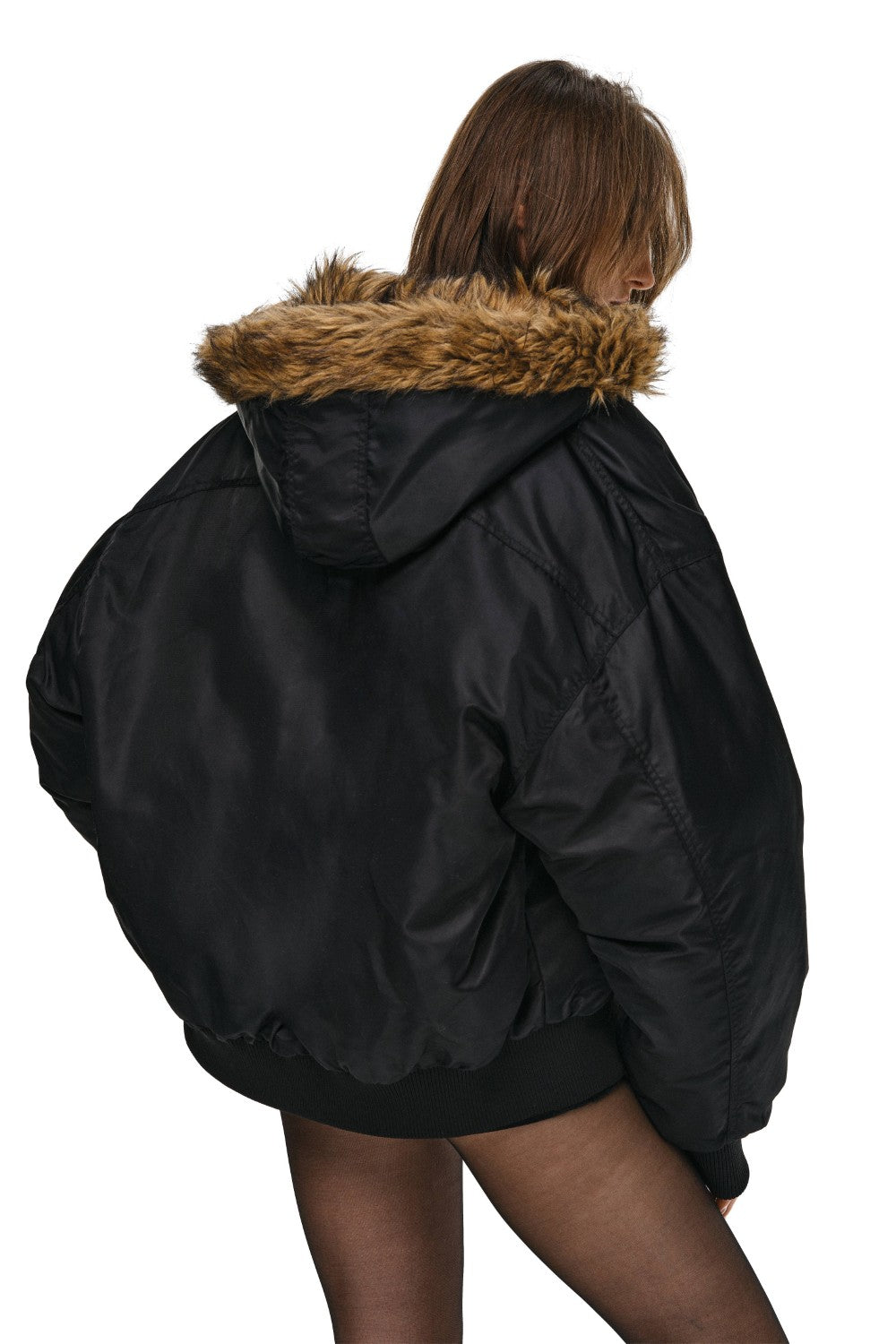 Fur Hooded Bomber Jacket