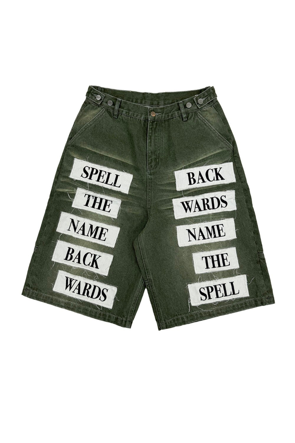 Olive Script Denim Jorts