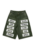 Olive Script Denim Jorts
