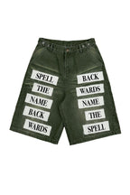Olive Script Denim Jorts