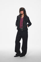 Charcoal Hooded Layered Jacket