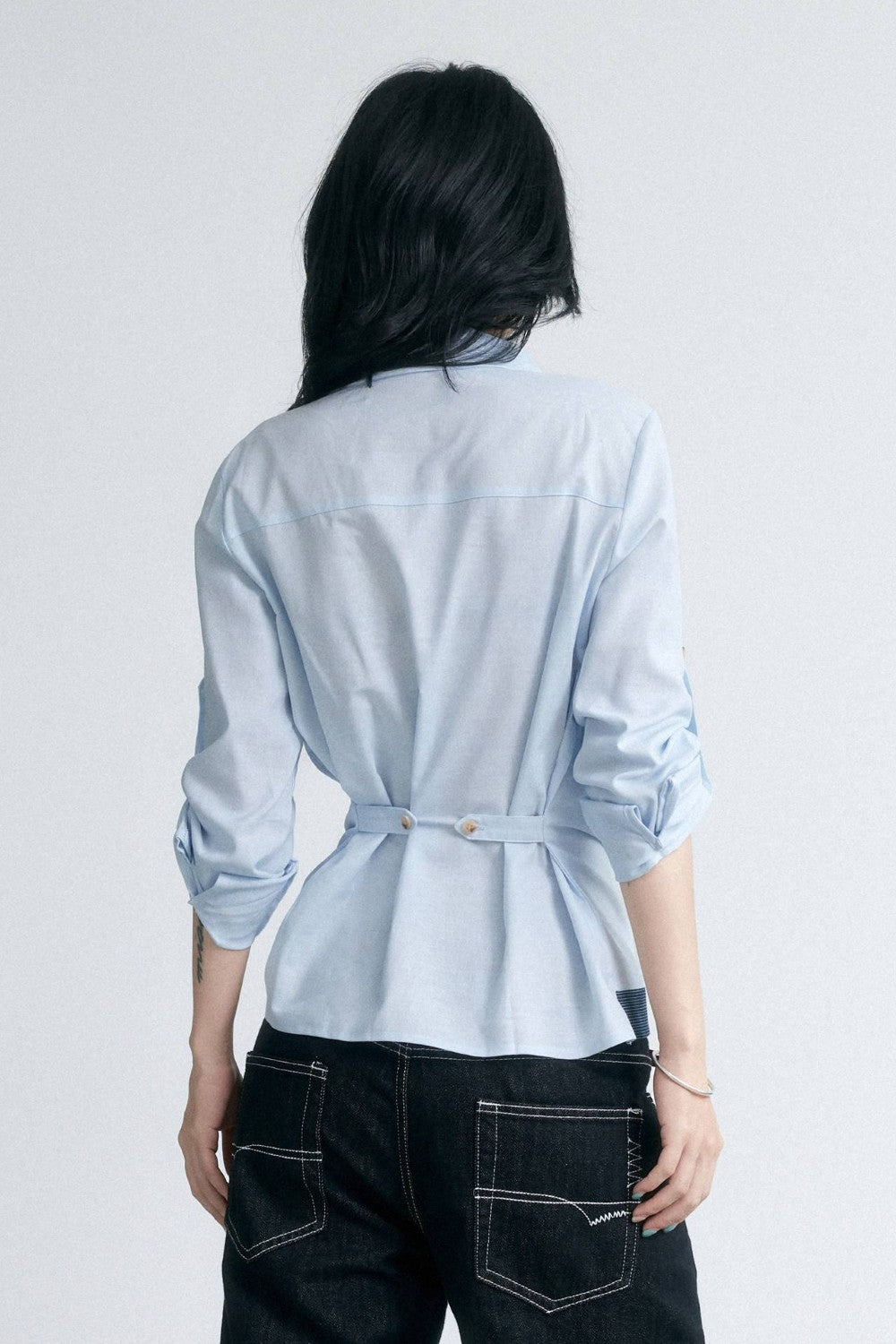 Coastal Blue Cinched Blouse