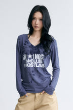 Echo Graphic V-Neck Top