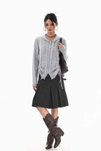 Silver Ruche Knit Cardigan