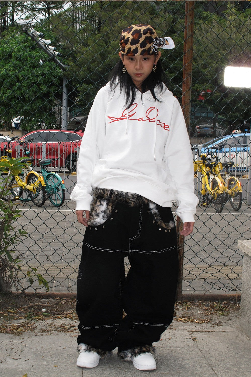 Leopard Fur Baggy Jeans
