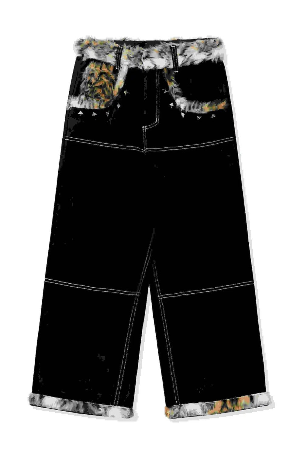 Leopard Fur Baggy Jeans