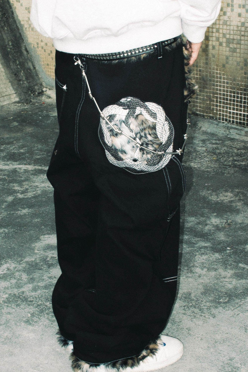 Leopard Fur Baggy Jeans