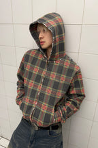Vintage Plaid Hooded Jacket