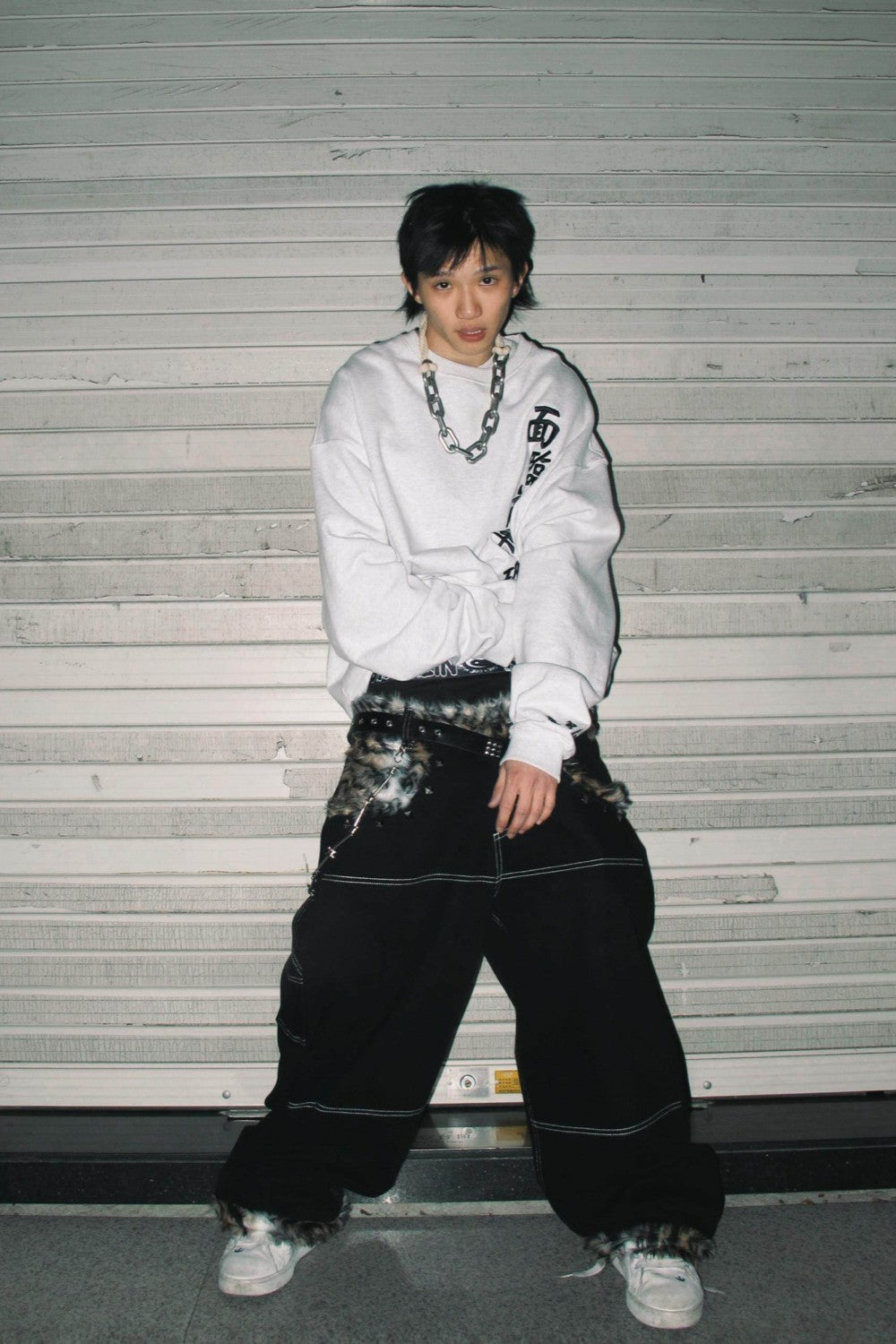 Leopard Fur Baggy Jeans