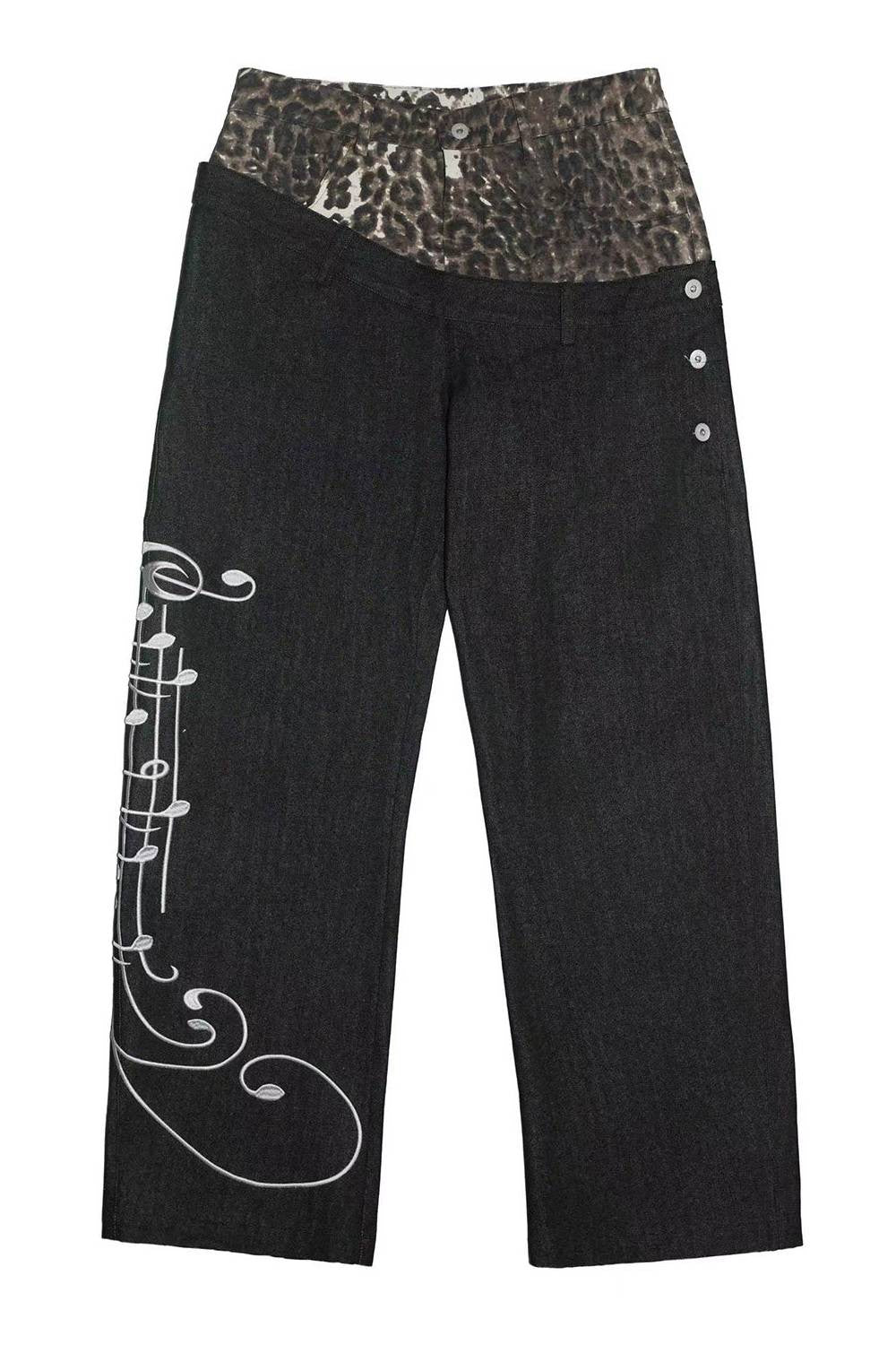 Double Waist Leopard Jeans