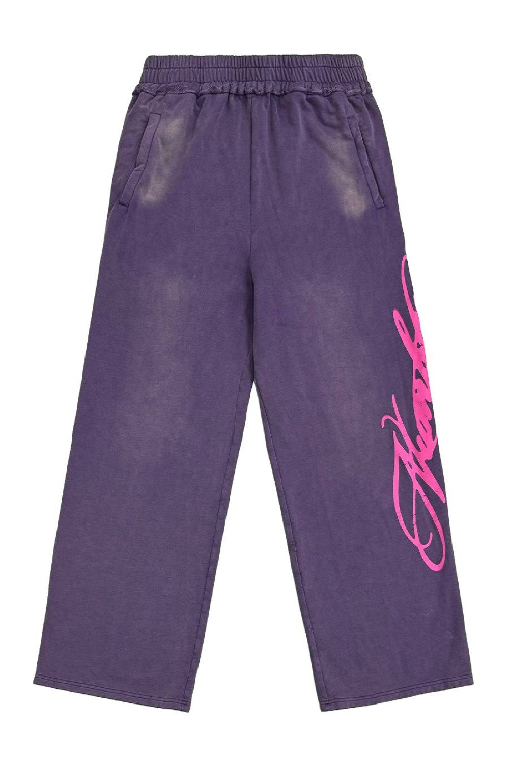 Purple Washed Script Sweatpants