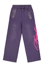 Purple Washed Script Sweatpants