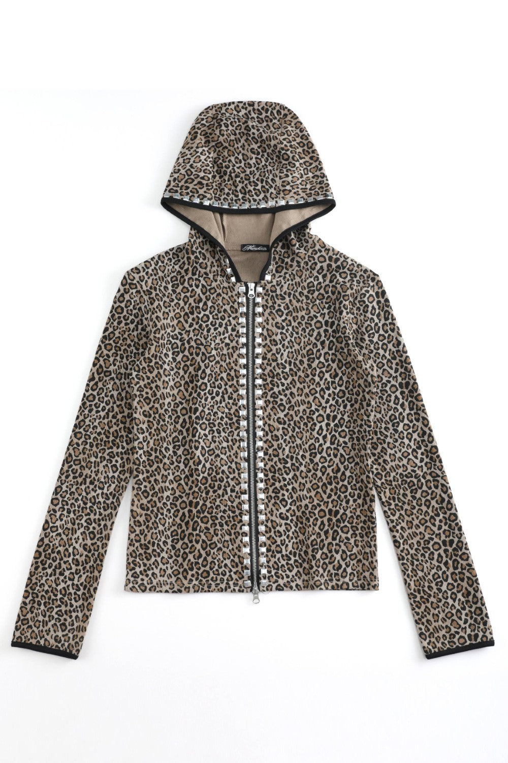 Rhinestone Hooded Leopard Jacket