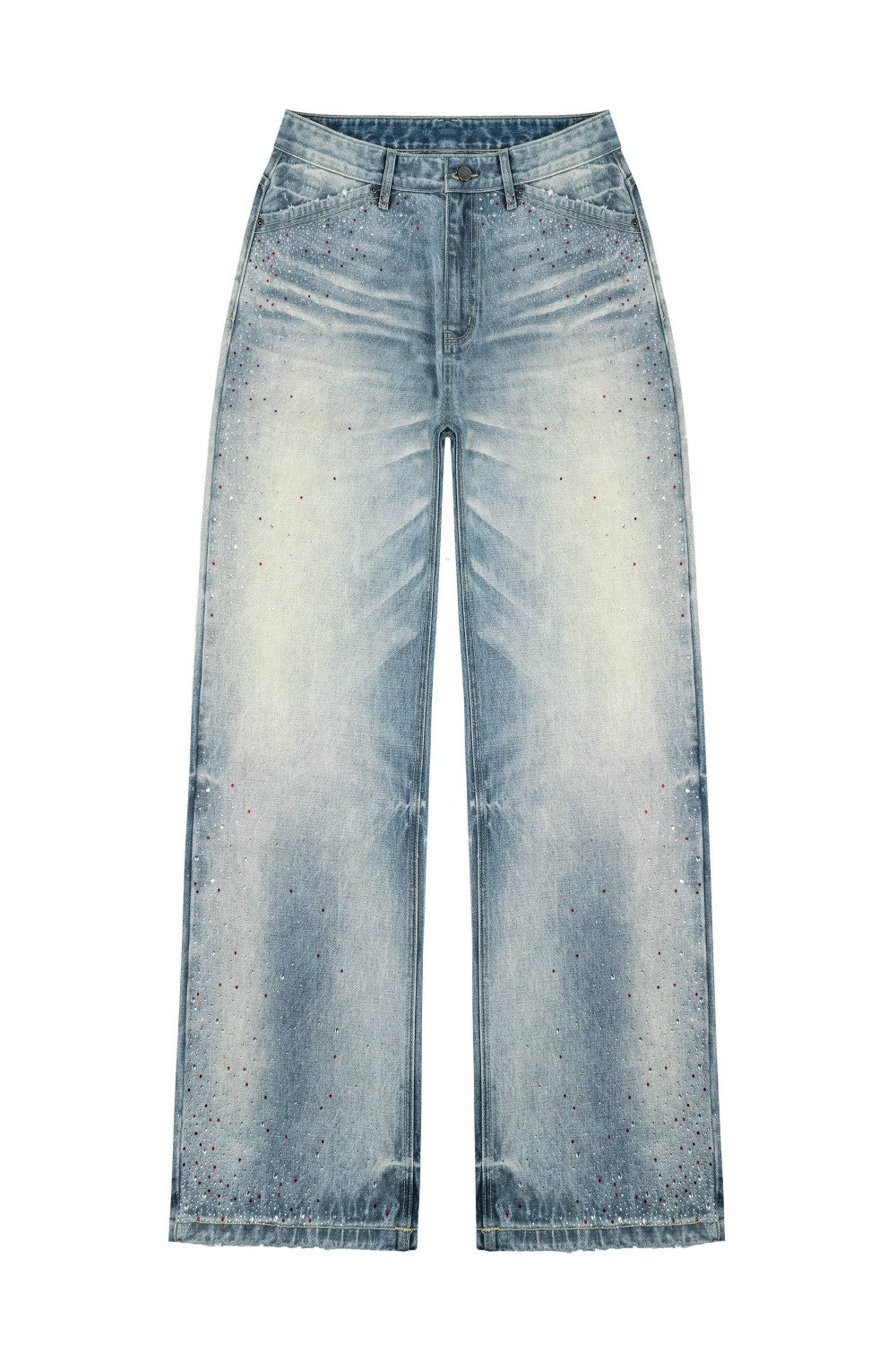 Washed Crystal Wide-Leg Jeans