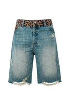 Leopard Patch Wide-Leg Jorts